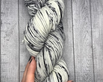 Cookies and Cream Speckled Yarn: Superwash Merino Worsted Weight Yarn