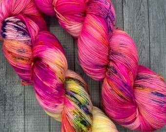 Girl Gang Hand Dyed Sock Yarn | Pink Speckled Superwash Merino