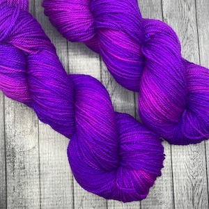 ULTRA VIOLET on the Sport Weight Base Hand Dyed Yarn 100g Skein