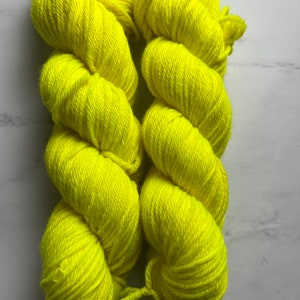 Hand Dyed Yarn | Semi-Solid Yarn | Worsted Weight Yarn | Lemon | Superwash Yarn | Merino Yarn | Yellow Yarn