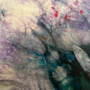 Hand-Painted Silk Scarf: Blue, Purple & Red - 8x54 inches
