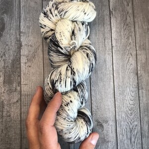 Hand Dyed Yarn. Cookies and Cream Fingering Weight Yarn. Sock Yarn. Superwash Yarn. Speckled Yarn.