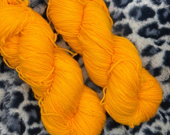 Hand Dyed Yarn.  Sock Yarn. Orange Push Pop. Superwash Yarn. Semisolid Yarn.