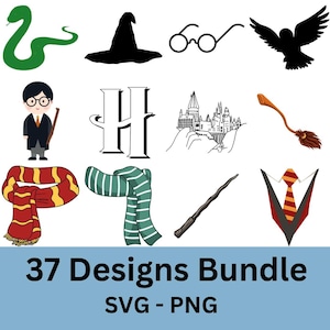 Wizard SVG PNG Bundle, Wizard School, Wizard Characters Svg, Wizard House Svg, Fantasy Png, Printable PNG