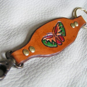 Red and green butterfly key fob image 3