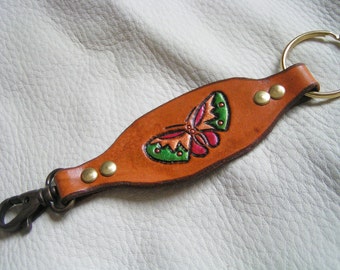 Red and green butterfly key fob