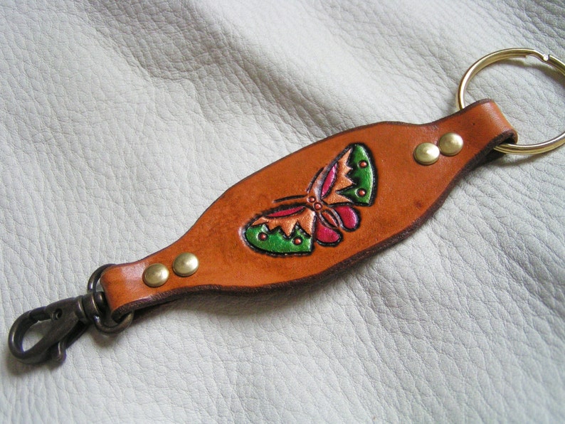 Red and green butterfly key fob image 1