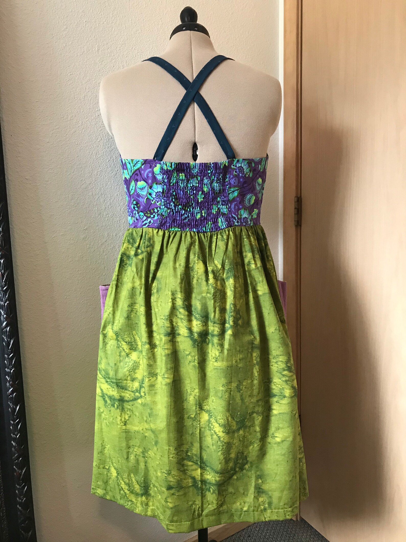Lime & Purple Isobel Sundress Cottagecore dress/Goblincore | Etsy