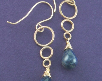 Blue Triple Treat Earrings: Blue Sapphire Drops on Graduated Hooplets