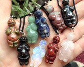 Goddess Gemstone Pendant Necklace willendorf ancient goddess charm choose from a variety of gemstones