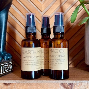 EARTH MAGICK smudge spray / smokeless smudge / sacred space mist all natural essential oils / 2 oz bottle