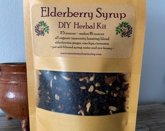 Organic Elderberry Syrup Kit diy 16 oz kit elderberries ginger rosehips cinnamon