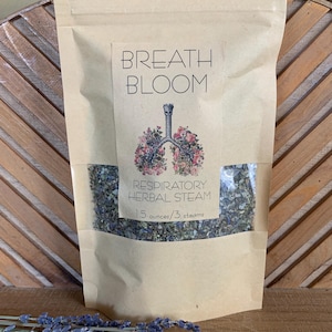 BREATH BLOOM Organic Herbal Respiratory Steam / three steams 1.5 ounces herbs