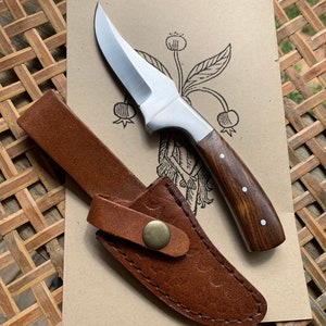 HERB KNIFE Boline with belt sheath herbalist tool foraging herbs blade with wood handle image 1