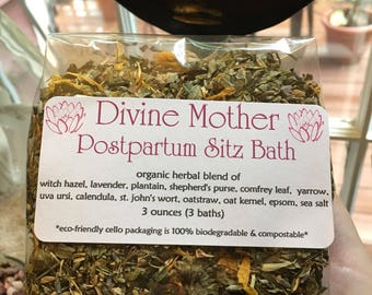 DIVINE MOTHER Postpartum Sitz Bath  Herbal Bath Blend 3 ounces womb wellness highest quality organic herbs