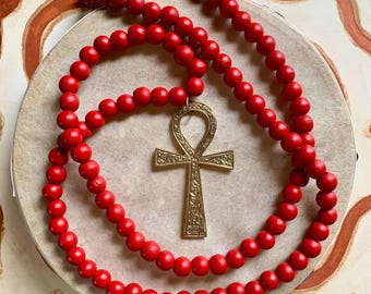 KEY of LIFE ANKH Mala Prayer Beads /108 beaded mala