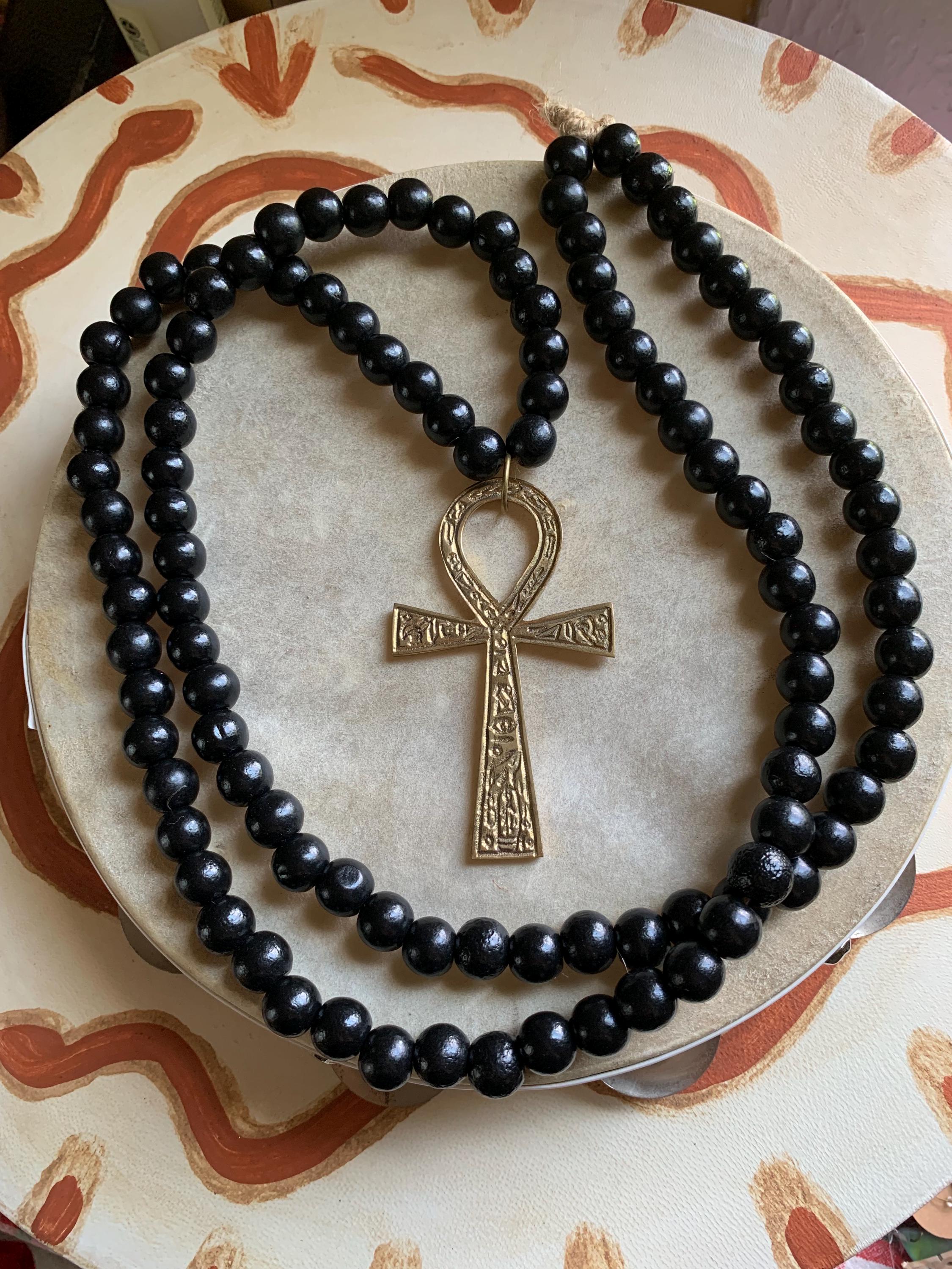 Ankh Black Rosary - Etsy