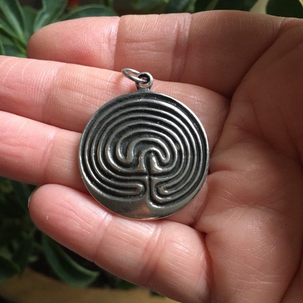 Pewter LABYRINTH Pendant Pagan Spiral