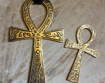 Brass ANKH Egyptian Kemetic sacred symbol choose large or medium size altar art jewelry pendant etc