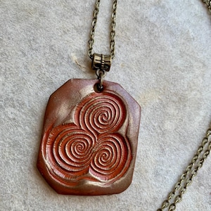 NEWGRANGE SPIRALS Necklace / ancient Neolithic  spirals / labyrinth ceremonial  ritual jewelry sacred adornment