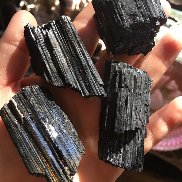 BLACK TOURMALINE Raw Gemstone choose from xs, s, m, l, xl and up one pc root chakra, purification, protection, grounding, auric cleanser