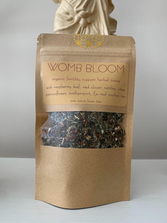 WOMB BLOOM Herbal Tea fertility support blend one ounce 1 oz/3 oz/8 oz womens herbs wise woman organic and vegan