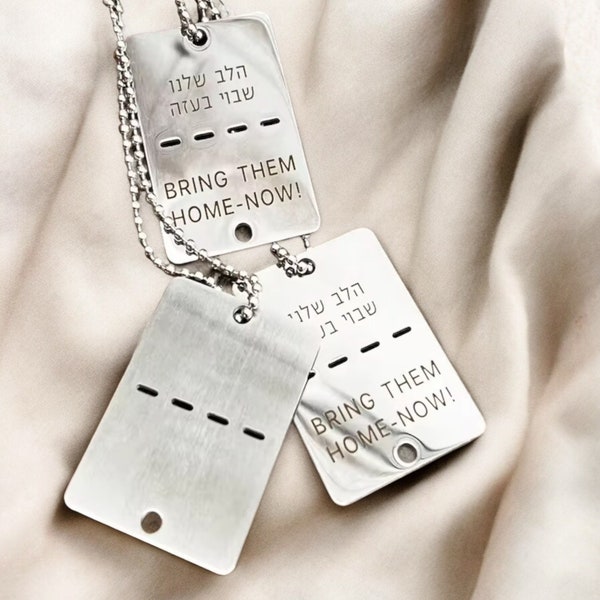 The Original Bring Them Home Now Dog Tag Israel military necklace,Engraved Support Israel,Hostages necklace,Support Israel,Dog Tag Necklace