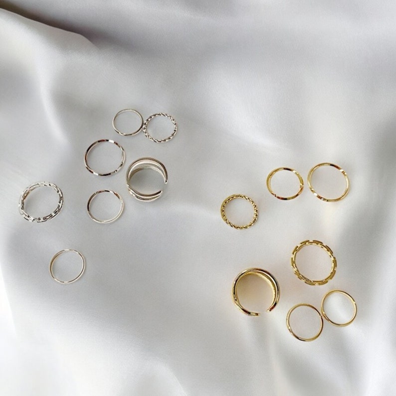 7 pcs Dainty Gold Ring Set, Knuckle Ring Set, Casual Ring Set, Women Ring Set, Minimalist Ring Set, Gift For Women, Mother Ring Set zdjęcie 2