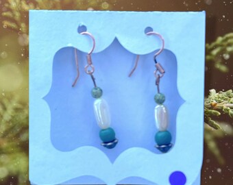 Green and shimmery earrings