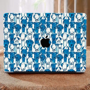Niedlicher Hund Cartoon Blau Harte Schutzhülle MacBook Laptop Cover für MacBook Air 15/13/11 Pro 16/15/14/13 2024 2023 M2 A2941