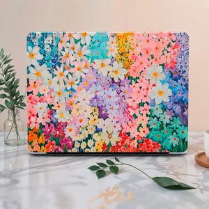 Colorful Flowers MacBook Case for MacBook Pro 13 inch Mac Air 15 13 Case, Custom Macbook Pro 14 15 16 M1 M2 Case, Aesthetic Laptop Cover