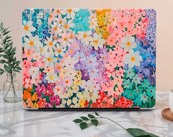 Colorful Flowers MacBook Case for MacBook Pro 13 inch Mac Air 15 13 Case, Custom Macbook Pro 14 15 16 M1 M2 Case, Aesthetic Laptop Cover