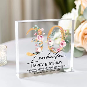 Personalised Birthday Gift Plaque, Birthday Keepsake Gift, 18th 21st 30th 50th 60th Any Age Birthday Gift, Birthday Gifts, Acrylic Plaque