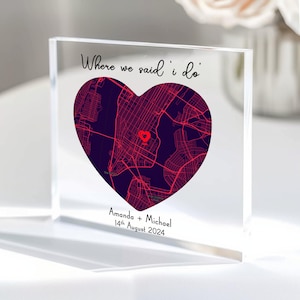 Erstes Date Karte, wo wir uns trafen Karte, Landkarte unser erstes Datum personalisierte Acrylplakette, Frau Jahrestag, Freundin Geschenk, Geschenke für Freund