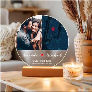 Kundenspezifische erste Datum Karte, Acrylschild, wo wir uns trafen, personalisierte, wo alles begann Karte, Geburtstagsgeschenk, minimalistische Wohnkultur