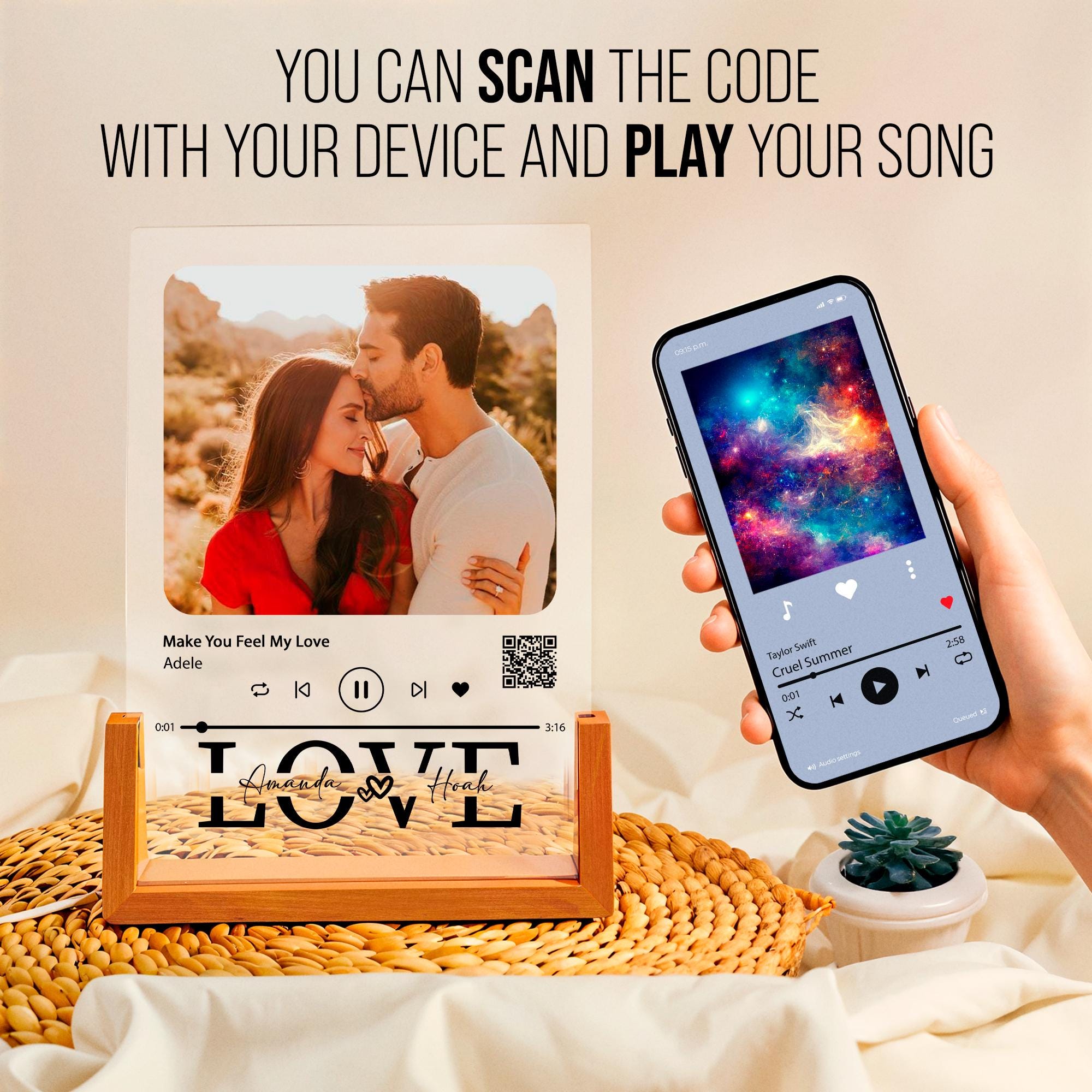 Custom Acrylic Song Plaque With Photo, Personalized Music Plaque With