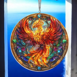 Phoenix Suncatcher, Phoenix Ornament, Firebird Window Decor, Custom Phoenix Suncatcher, Mythical Bird Suncatcher, Unique Phoenix Decor