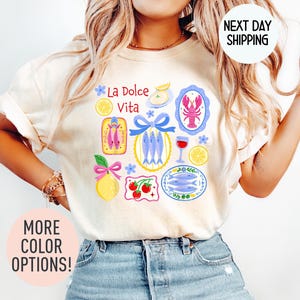 Comfort Colors® La Dolce Vita Shirt, Italian Summer Graphic Tee, Foodie Seafood Lover Tee, Limoncello Sardines Fisherman Aesthetic