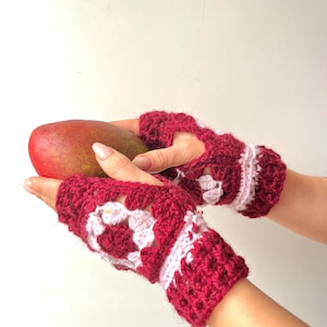 Granny Square Fingerless Crochet Gloves – Cozy Boho Winter Accessories