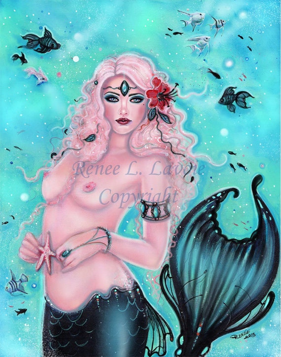 Desiree Mermaid MRMD Sexy Topless Mermaid Fantasy Art by Renee - Etsy