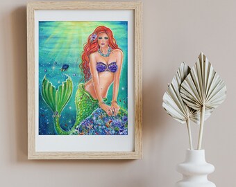 Mermaid Mermaids world MRMD fantasy art print by Renee L. Lavoie