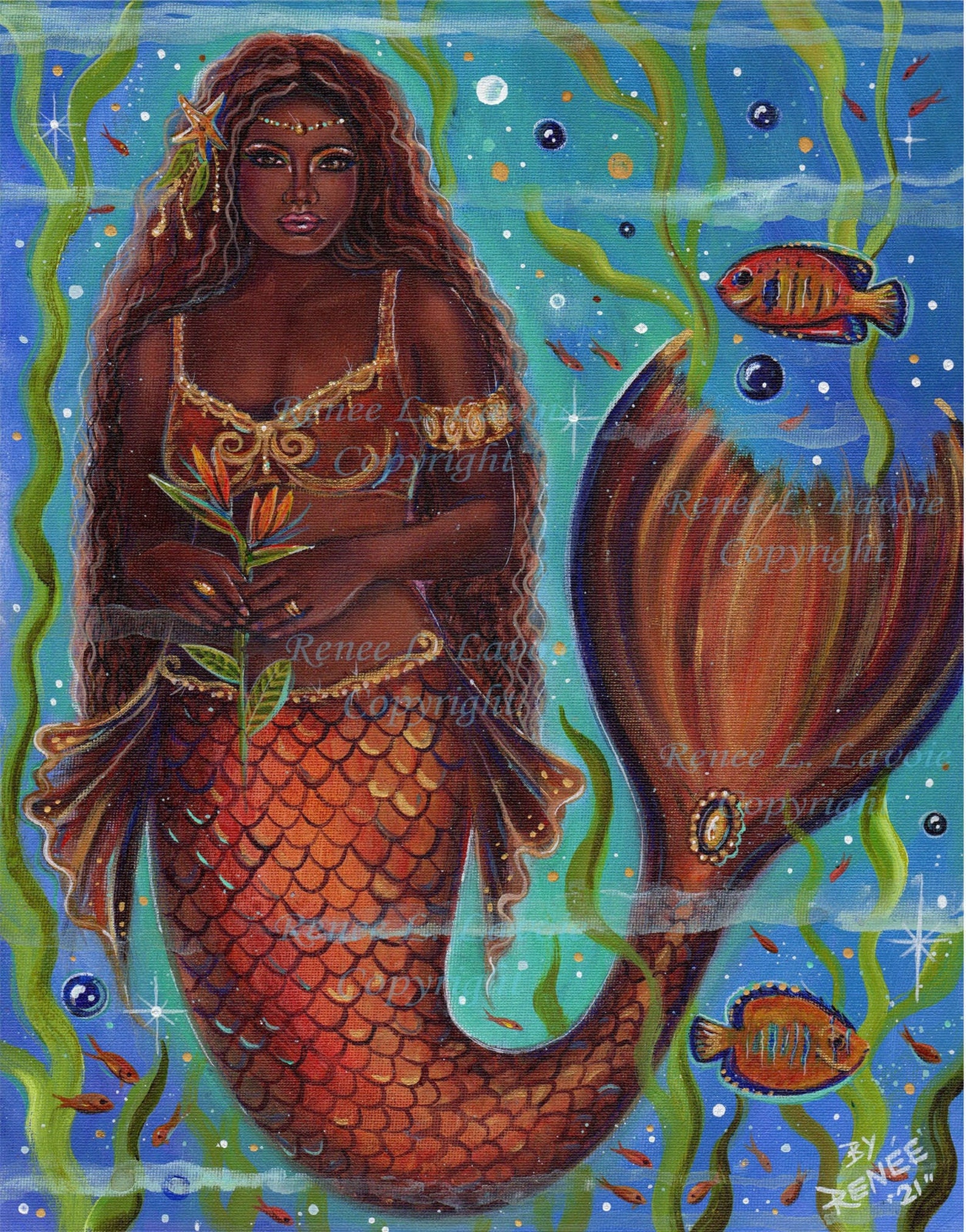 Mermaid Sea Goddess With Bird of Paradise Flower African - Etsy