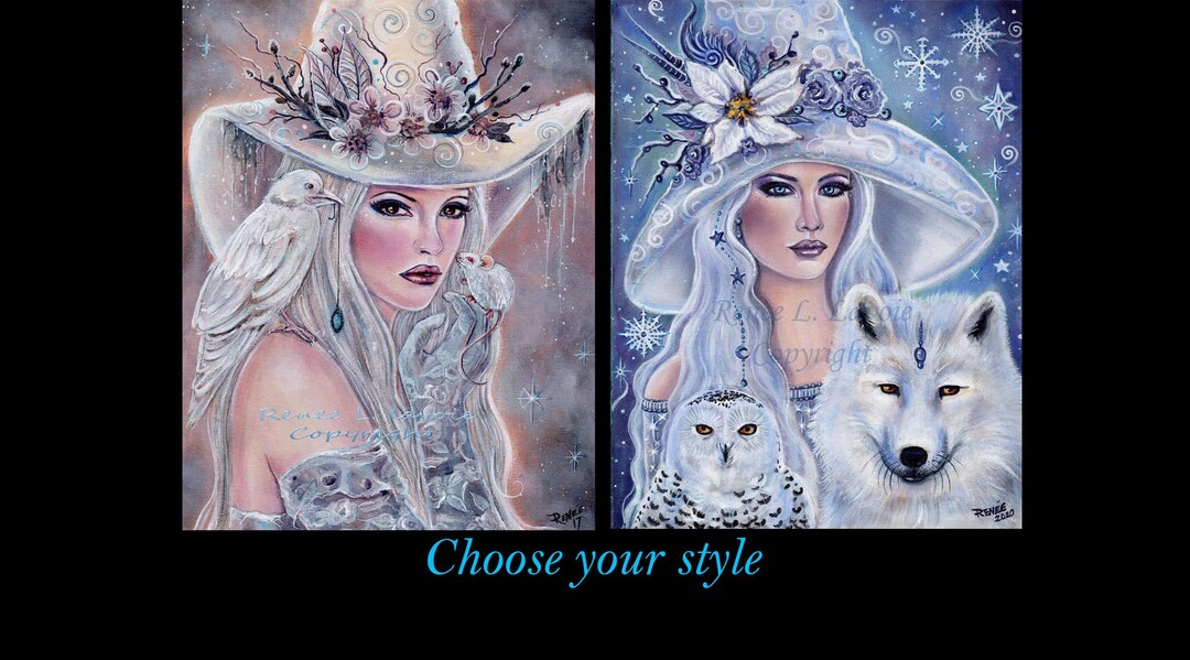 White Witch, Owl Raven, Choose Your Print, Art by Renee L. Lavoie - Etsy