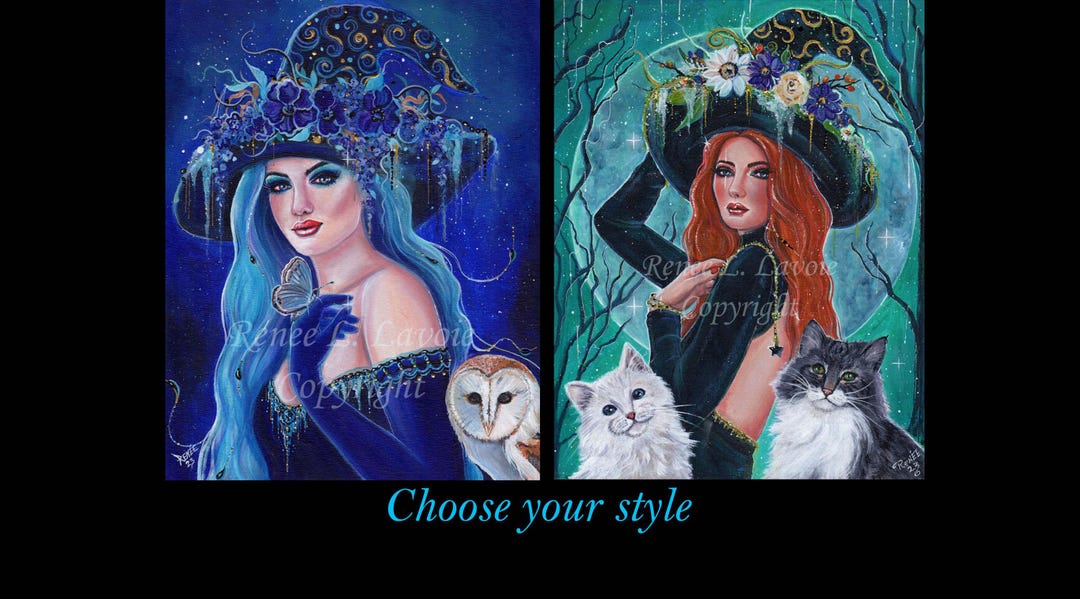 Halloween Witch , Choose Your Style, Fantasy Art Print by Renee L ...