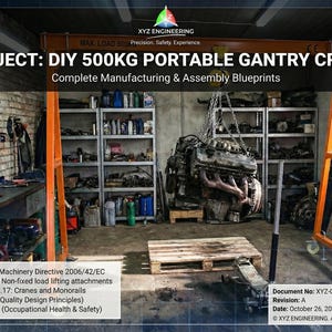 DIY 500kg Gantry Crane Plans | Heavy Duty Garage A-Frame Hoist | Professional Engineering Blueprints (PDF) | CE Standard Compliant 4.3m Span