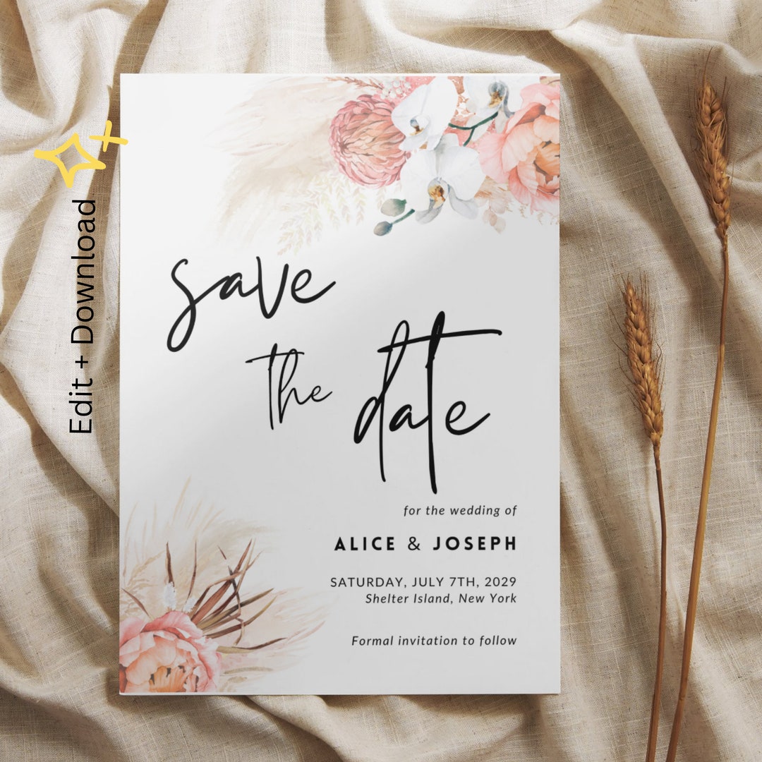 Editable Modern Save the Date Template, Modern Wedding Announcement ...