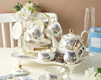 British afternoon tea set|European ceramic coffee cup and saucer|Ceramic flower tea set|Creative pastoral style tea set|Coffee tea set