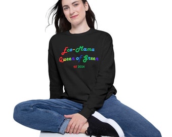 Eco-Mama Queen of Green 2024 Unisex-Sweatshirt mit tief angesetzter Schulterpartie – perfektes umweltfreundliches Muttertagsgeschenk