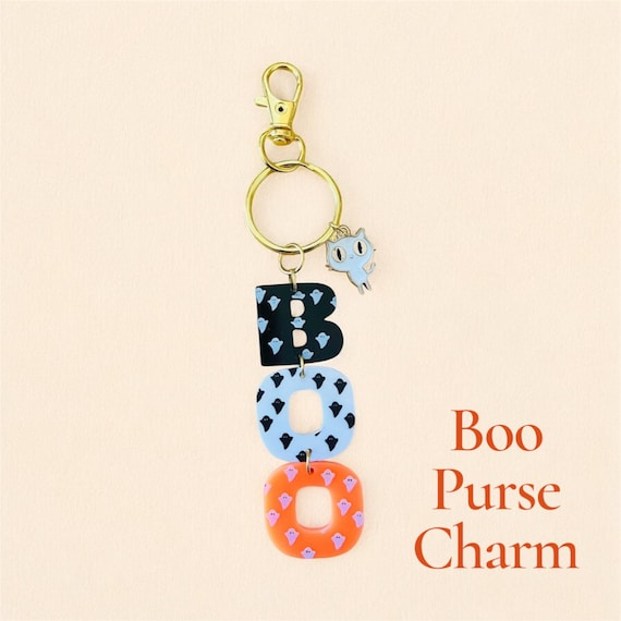 Halloween Boo Purse Charm With Cat Charm