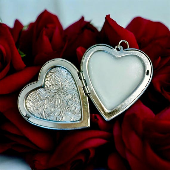 Large Heart Locket with Rosebud Solid Perfume - Keepsake Locket - Floral Perfume Locket